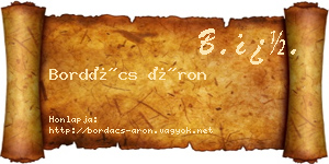 Bordács Áron névjegykártya