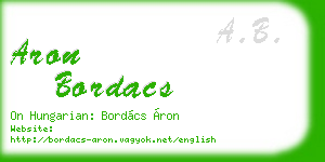 aron bordacs business card
